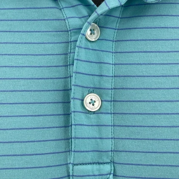 Peter Millar Summer Comfort Polo Shirt Men's Large L Aqua & Blue Striped - Picture 5 of 8